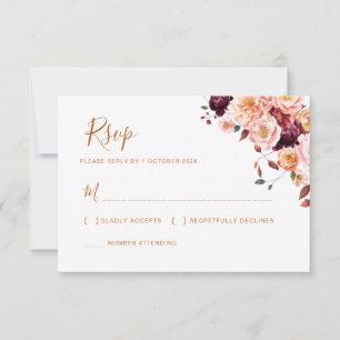 bohemian fall floral wedding rsvp card