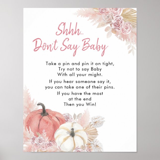 Bohemian Fall in Love Pumpkin Don't Say Baby Poster (Front)