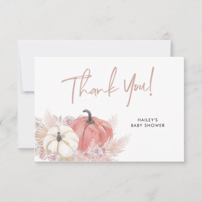 Bohemian Fall in Love Pumpkin Thank You Card (Front)