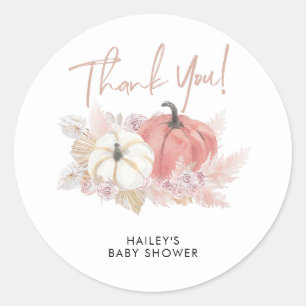 Bohemian Fall in Love Pumpkin Thank You Sticker