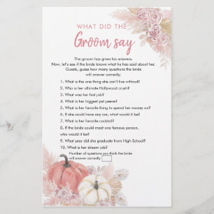 Bohemian Fall in Love Pumpkin What Groom Say Card