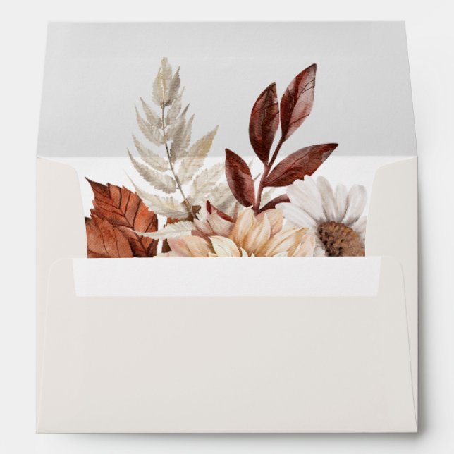 Bohemian Fall Wedding Autumn Floral  Envelope (Back (Bottom))