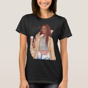 Bohemian Faux Glitter Girl Red Hair Brown Pink T-Shirt