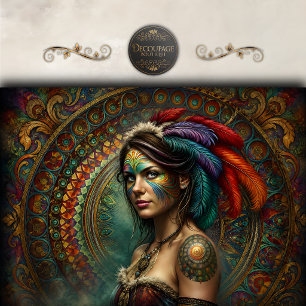 Bohemian Feather Goddess Decoupage Tissue Paper