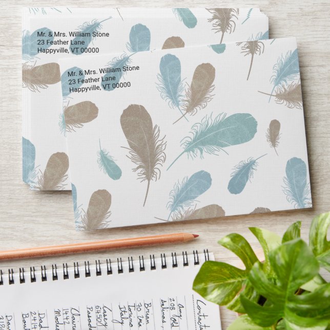 Bohemian Feather Pattern A7 Decorated Envelope (Stacked)