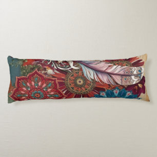 Bohemian Feathered Mandala Dreamscape Body Cushion