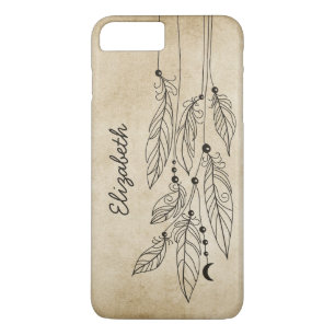 Bohemian Feathers Drawing Vintage Background iPhone 8 Plus/7 Plus Case
