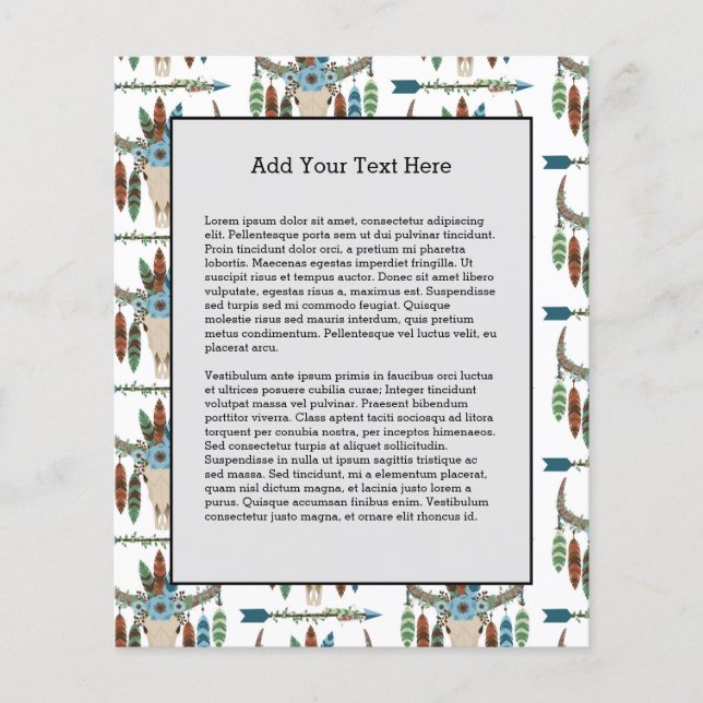 Bohemian Feathers Dreamcatcher Blue Antler  Arrow Flyer (Front)