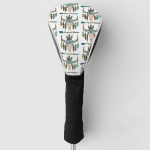Bohemian Feathers Dreamcatcher Blue Antler Arrow Golf Head Cover