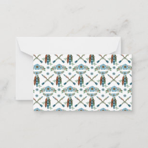 Bohemian Feathers Dreamcatcher Blue Flowers Arrows Card