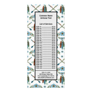 Bohemian Feathers Dreamcatcher Blue Flowers Arrows Rack Card
