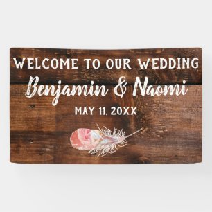 Bohemian Feathers Wedding Welcome Banner