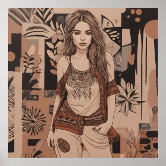 Bohemian Feminine Illustration Poster