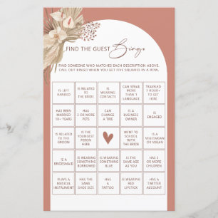 Bohemian find the guest bingo bridal shower game