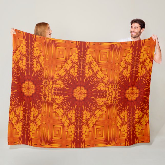 Bohemian Fire Flowers 139 Fleece Blanket (In Situ)