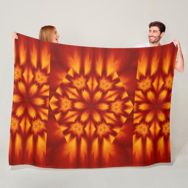 Bohemian Fire Flowers 72 Fleece Blanket (In Situ)