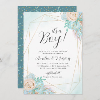 Bohemian Floral Baby Shower Invitation