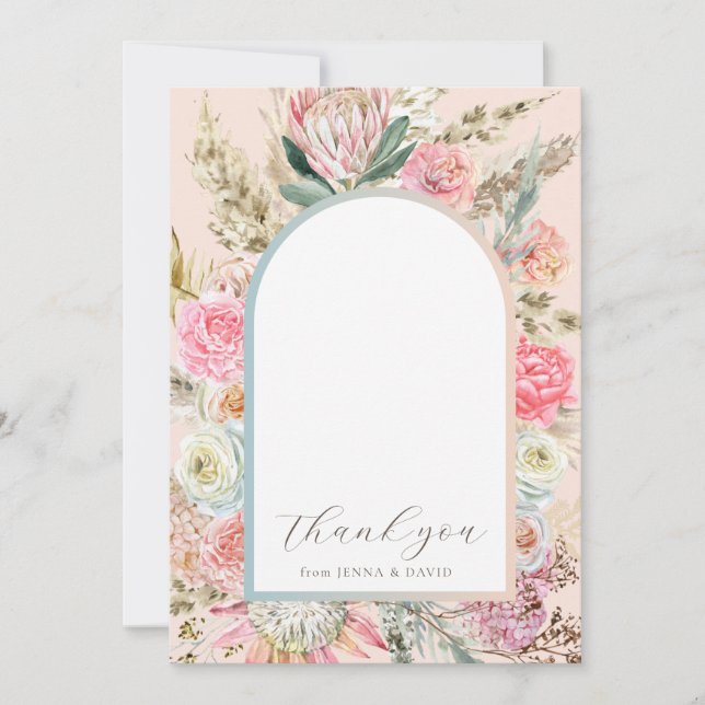Bohemian Floral Baby Shower Thank You Card (Front)