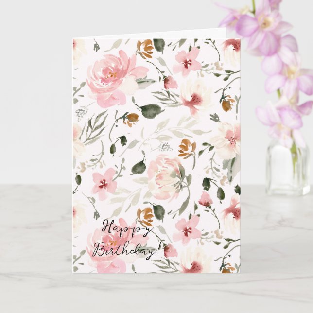 Bohemian floral Birthday Card (Orchid)