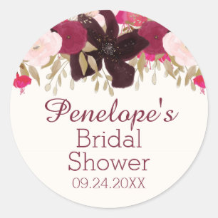 Bohemian Floral Bridal Shower Favour Label Sticker