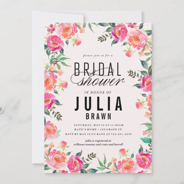 BOHEMIAN FLORAL bridal shower invitation (Front)