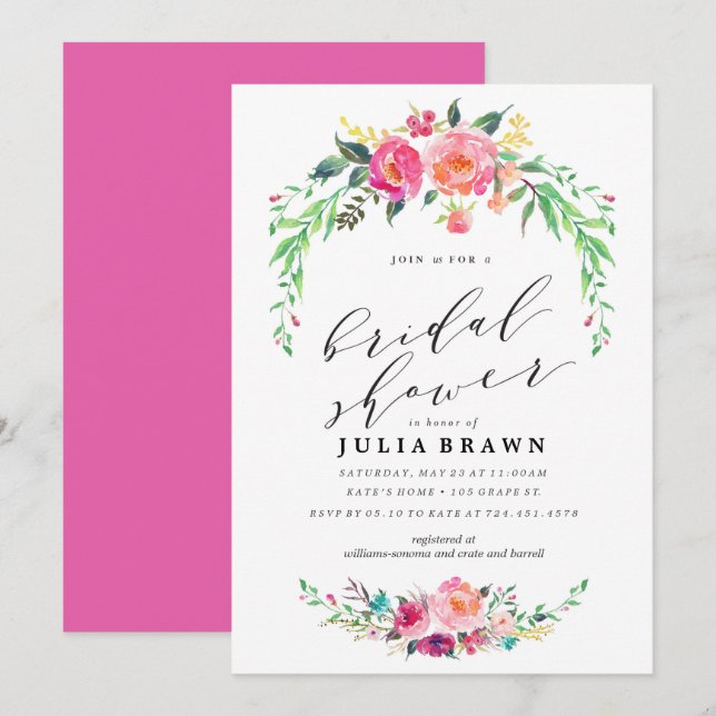 BOHEMIAN FLORAL bridal shower invitation (Front/Back)