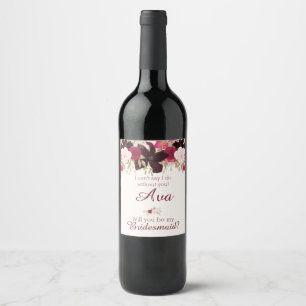 Bohemian Floral Bridesmaid Proposal Wine Labels