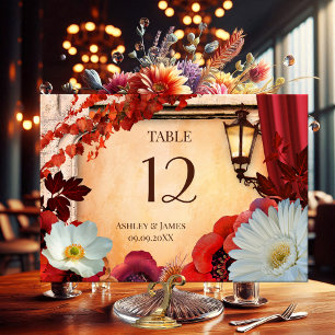 Bohemian Floral Classic Autumn Table Number Card