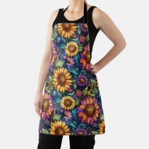 Bohemian Floral Dreamscape Vibrant Pattern Apron