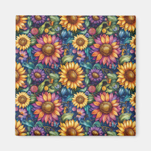 Bohemian Floral Dreamscape Vibrant Pattern Magnet