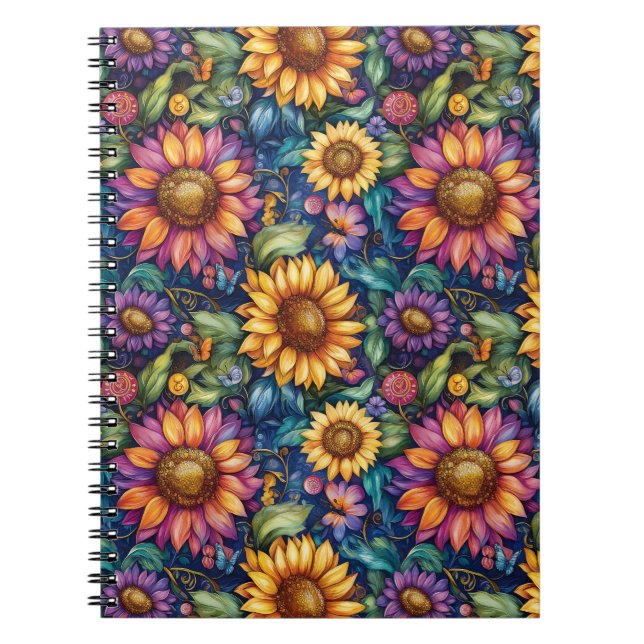 Bohemian Floral Dreamscape Vibrant Pattern Notebook (Front)