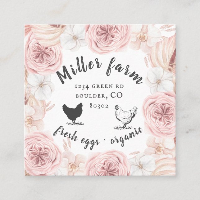 bohemian floral elegant farmhouse business card (Front)