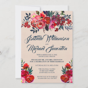 Bohemian Floral Elopement Reception Invitation
