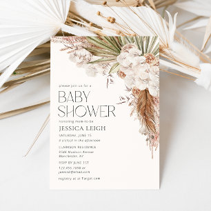 Bohemian Floral & Feather Baby Shower Invitation
