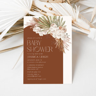 Bohemian Floral & Feather Baby Shower Invitation