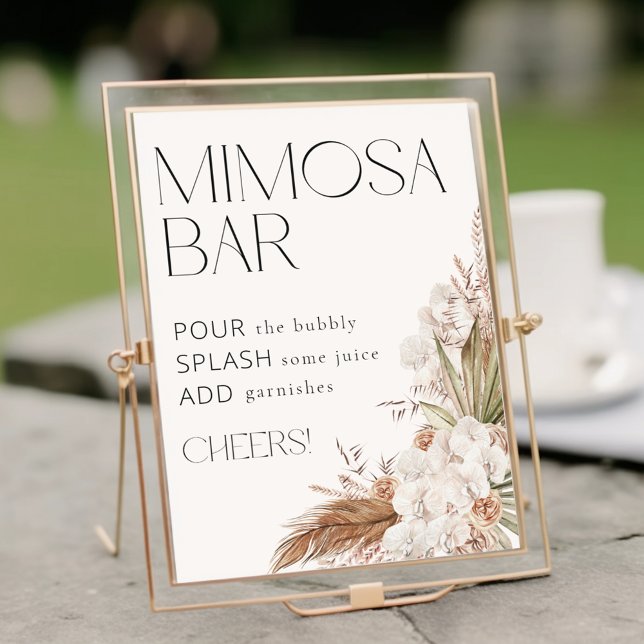 Bohemian Floral & Feathers Mimosa Bar Poster (Creator Uploaded)