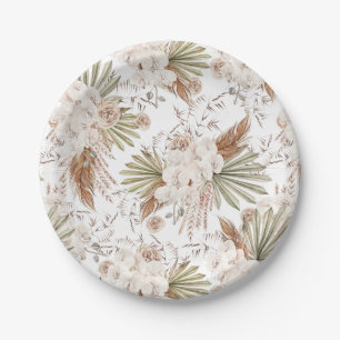 Bohemian Floral & Feathers Paper Plate