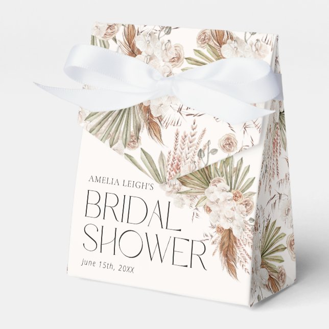 Bohemian Floral & Feathers Shower Favour Box (Front Side)