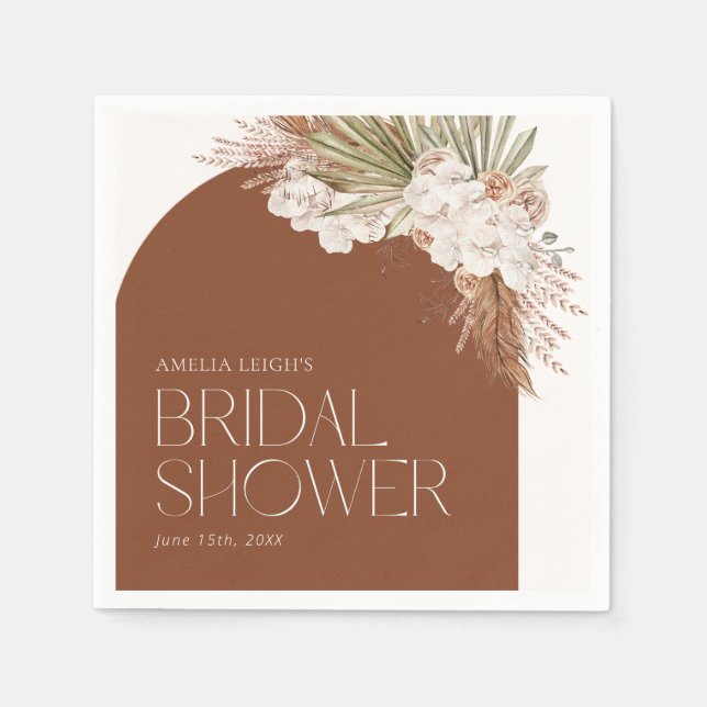 Bohemian Floral & Feathers Shower Napkin (Front)