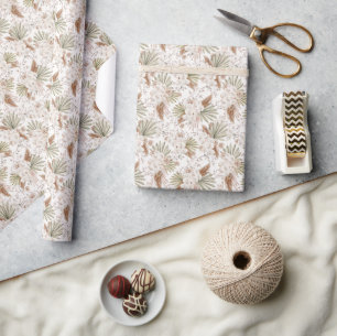 Bohemian Floral & Feathers Wrapping Paper
