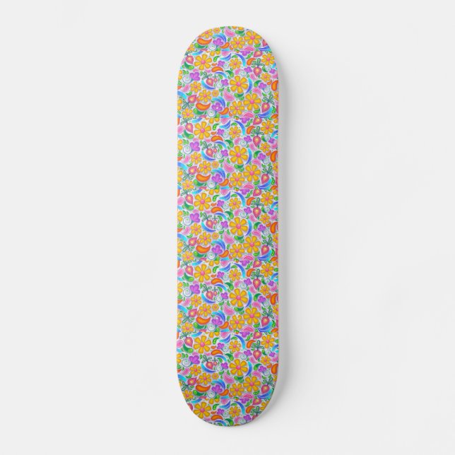 BOHEMIAN FLORAL FLOWER  GIRLS SKATEBOARD DECK (Front)