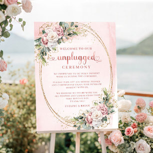 Bohemian Floral Greenery Rose Gold Unplugged Poste Poster