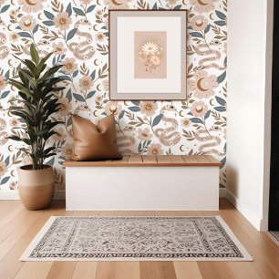 Bohemian Floral Holistic Snake Sun & Moon Pattern Wallpaper