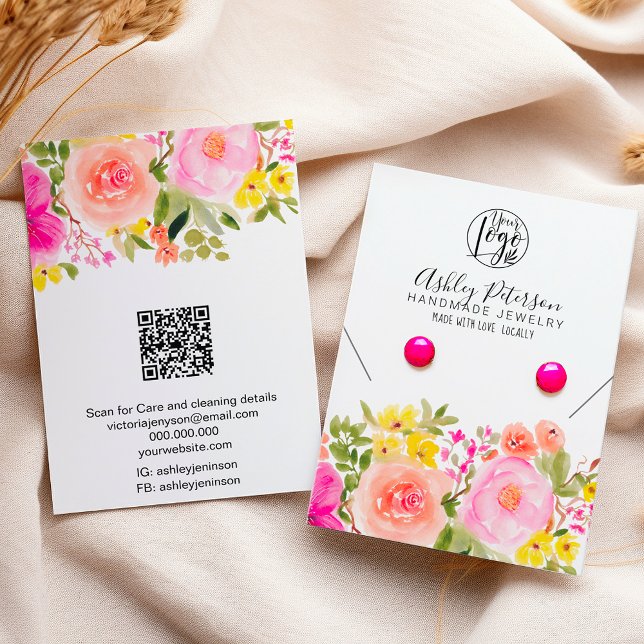 Bohemian floral logo jewellery earring necklace business card (Bohemian floral logo jewelry earring necklace business card)