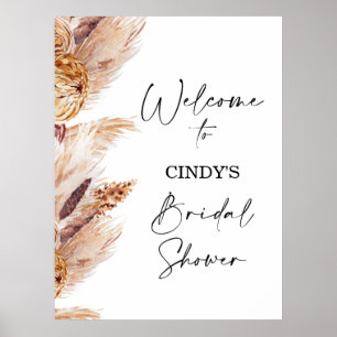 Bohemian Floral Pampas Bridal Shower Welcome Sign