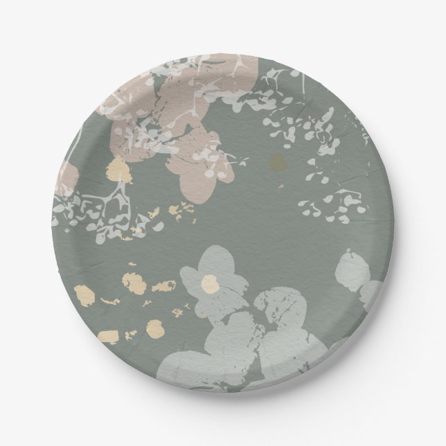 Bohemian Floral Paper Plates For Baby Shower (Front)