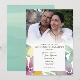 Bohemian Floral Photo Wedding Invitation