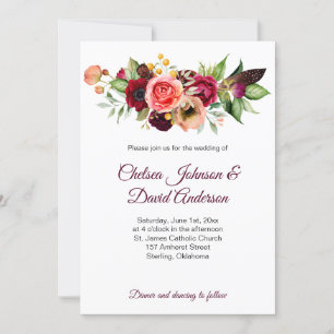 Bohemian Floral Romance Wedding Invitations