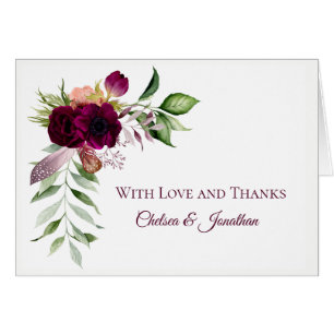 Bohemian Floral Romance Wedding Thank You Cards