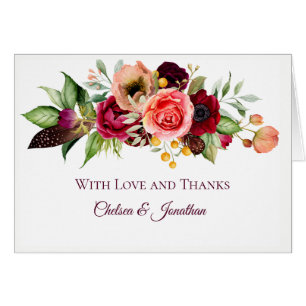 Bohemian Floral Romance Wedding Thank You Cards